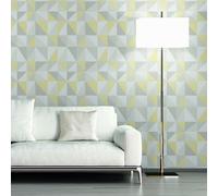 As Creation Life 4 Grey & Yellow Glitter Effect Geometric Textured Wallpaper