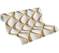 Livingwalls My Home My Spa 3D Wallpaper Gold White 386911 Non-Woven Wallpaper Living Room Bedroom 10.05 x 0.53 m Made in Germany