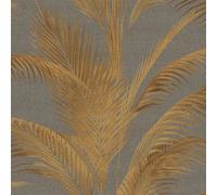 As Creation Michalsky Tropical Jungle Palm Leaf Trees Metallic Leaves Wallpaper Grey Gold 39980-4