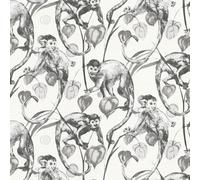 As Creation Monkey Jungle Wallpaper Textured Embossed Tropical Vinyl Black White
