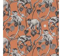 As Creation Monkey Jungle Wallpaper Textured Embossed Tropical Vinyl Orange