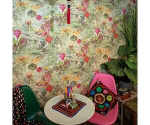 AS Creation Multi 37466-1 Asian Fusion Lanterns Chinese Wallpaper Subtle Sheen