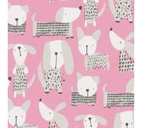 AS Creation Pink/Silver Comic Dogs Kids Bedroom Metallic Wallpaper 36755-2