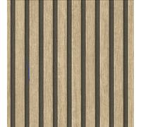 Wooden Slats Panelling 3D Wood Panel Stripe Natural Black Wallpaper A.S. Creation Black One Size
