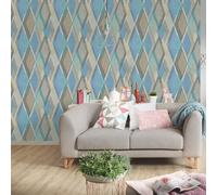 As Creation Pop Colours Blue & Grey 3D Effect Geometric Textured Wallpaper