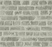 As Creation Realistic Brick Effect White Silver Wallpaper 369792