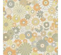 A.S. Création Retro 70's Daisy Floral Wallpaper Orange/Green/White/Khaki Retro Chic 395353 8.50m x 0.53m Paste The Wall