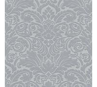 As Creation Suede Effect Damask Eccentric Wallpaper In Grey, Metallic, Strippable Spongeable Non-Woven Wallpaper