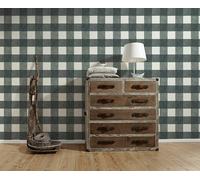 AS Creation Tartan Country Plaid Check Squares Wallpaper Anthracite Grey 36715-4
