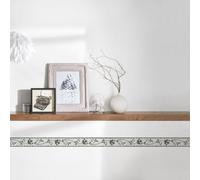 As Creation Thin Grey And Black Wallpaper Border With Floral Pattern, Grey Wallpaper Border With Leaves And Vines