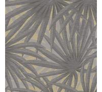 AS Creation Tropical Jungle Leaves Wallpaper Metallic Vinyl Grey Black 37861-2