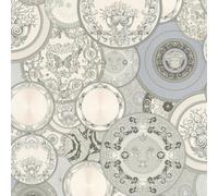 As Creation Versace Greek Grey White Metallic Plates Wallpaper 349013