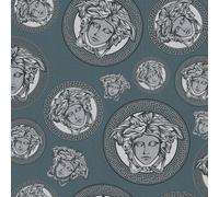 As Creation Versace Plate Metallic Wallpaper Green Silver Vinyl Paste Wall Textured