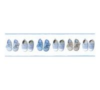 As Creation Wallpaper Shoe Design For Nursery Room, Patterned Baby Sneakers Border Wallpaper In Boyish Colours, Blue Grey