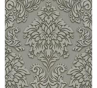 As Creation Washable Wallpaper Perfect For Bathroom, Classic Design Damask Wallpaper, Beige Grey Baroque Traditional Style Wallpaper