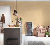 As Creation Washable Yellow And Cream Wallpaper, Concrete Style Yellow And Cream Textured Wallpaper, Neutral Non-Woven Creamy Yellow Wallpaper