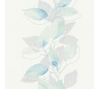 As Creation White Patterned Wallpaper With Blue Floral Details, Floral Abstract White And Light Blue Wallpaper For Hallway