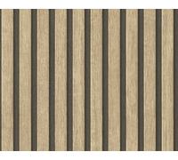 As Creation Wood Slat Effect Beige Black Brown Panels Wallpaper 391091