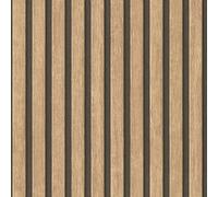 A.S. Création Wood Look Beige Brown Wallpaper 391091 - Acoustic Panels Wallpaper Wooden Wall 10,05m x 0,53m x PintWalls II - Made in Germany