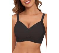 As Fairy Non-Wired Bra for Women, Push-Up Comfortable Seamless Bralettes with Soft Support, Full Coverage, Everyday for Large Breasts, black, M