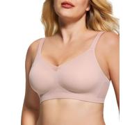 As Fairy Wireless Non-Wired Bra for Women Seamless Push Up with Soft Support Lace V-Neck Mesh Criss-Cross Back Everyday Lounge Yoga Use (Pink Color,L)