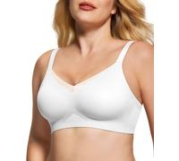As Fairy Wireless Non-Wired Bra for Women Seamless Push Up with Soft Support Lace V-Neck Mesh Criss-Cross Back Everyday Lounge Yoga Use (White,L)