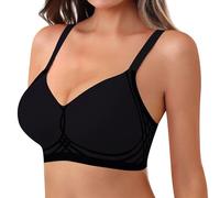 As Fairy Womens Wireless Bra Push Up Bra for Women Seamless No Underwire Bras Regular & Plus Size, Black, M