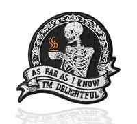 As Far As I Know I'm Delightful Embroidered Applique Emblem Patch 3.5", Sew On Iron On Funny Skeleton Embroidery Patches, Sew On Iron On Funny Skeleton Embroidery Patches