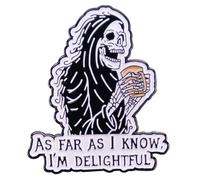 As Far As I Know I'm Delightful Skeleton Enamel Pin Punk Skull Lapel Pin Gothic Badges Brooch for Clothes Jackets Hats DIY Jewelry Accessories Gift