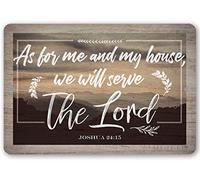 As For Me and My House - Great Scripture Wall Art and Bible Verse Decor, Vintage Christian Home Decoration, Religious Housewarming Gift, 8x12 Inch Use Indoors or Outdoors Durable Wood Style Metal Sign