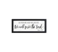 As for Me and My House We Will Serve the Lord Sign Christian Wall Art Framed Small Plaque for Dining Room Living Room 6" x 14.5"}