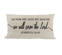 As for Me and My House We Will Serve The Lord Soft Throw Pillow Covers Cushion Cover decor for Sofa 20x12 inch Bible Verse Sign Pillowcase Housewarming Gift，Church Gifts, Christian Gifts for Women
