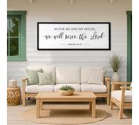 As For Me And My House We Will Serve The Lord Wall Decor 32" x 12" Bedroom Above Bed Sign Farmhouse Large Rustic Wood Framed Wall Art (Black)