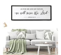 As for Me and My House We Will Serve the Lord Wall Decor - 40" x 15" Large Rustic Family Living Room Wood Framed Home Sign Joshua 24 15 Christian Bible Verse Plaque Hanging Wall Art(Black)