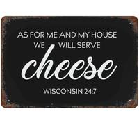 As For Me & My House We Will Serve Cheese Wisconsin 24:71 Aluminum Sign Funny Quotes Art Tin Sign Group Therapy Practiced Here Vintage Metal Tin Art Decor Home Bar Poster 5.5x8 Inch