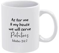 As for Me & My House We Will Serve Novelty Ceramic Coffee Mugs Cup Double Side Printed Ceramic Tea Mug Mom Dad Friend Wife Husband Gift 11Oz