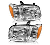 AS Headlight Assembly Compatible with 2005-2006 Toyota Tundra / 2005-2007 Sequoia Headlamp Chrome Housing Driver and Passenger Side