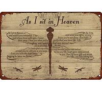 As I Sit in Heaven Metal Tin Sign Dragonfly Decor Signs Vintage Home Wall Poster for Cafe Bar Kitchen 8×12 Inch