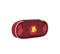 AS Roma Seven Round Plus-A.S. Roma Football Versus Victory Pencil Case, Yellow Red - Monozip School Pencil Case with Internal Organizer, Elastic Loops - Accessories School Backpack - Children's Pencil