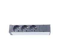 as - Schwabe 10 Inch Aluminium Socket Strip, 3-Way, without Cable, with Brackets, 230 V/16 A/3500 W, for Server Cabinets, Black/Silver, IP20