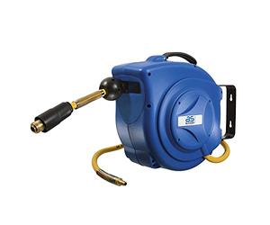as - Schwabe 12612 10 m Retractable Compressed-Air Hose Reel and 1 m Connection Hose - Blue