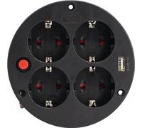 as - Schwabe 4-way 230 V socket insert with USB output 5 V/2.1 A, earthing contact and thermal protection, 230 V, without protective cover, IP20, suitable for indoor use, 11541