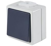 as - Schwabe 62452 Surface-Mounted Push Button Changer Light Switch for Wet Rooms UV-Resistant Connection Cables up to max. 2.5 mm² 230 V/10 A IP54 Grey Made in Germany