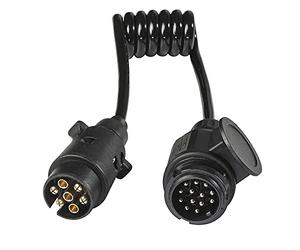 as - Schwabe Adapterkabel, 12 V Camping Anhänger & Caravan Verlängerungskabel 1m, Adapter Stecker 7-poliger Stecker auf 13-poligen Stecker, Anschluss für Wohnwagen & Wohnmobil, IP44, Schwarz I 61475