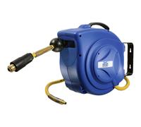 as - Schwabe 12612 10 m Retractable Compressed-Air Hose Reel and 1 m Connection Hose - Blue
