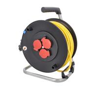 AS - Schwabe Black Outdoor Professional Cable Reel with 40 m Cable IP44 | IP44 outdoor use, 3 earthing contact sockets, parking brake, cable guide, made in Germany