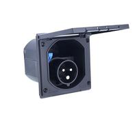 as - Schwabe Camping CEE Caravan Power Plug - 230V / 16A Outdoor Mounted Plug with Hinged Lid - 3-Pin Plug for Caravan - Outdoor Use - IP44 - Made in Germany - Black I 61493
