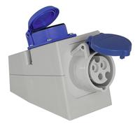 as - Schwabe - CEE Wall Socket - Camping Coupling - 230 V, 16 A, 3-Pin | With earthing contact socket - IP44 foreign body and splash-proof - for outdoor use - blue, 61449