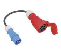 as - Schwabe Adapter Cable E3 0.3 m H07RN-F 3G2.5, CEE Plug 230 V 16 A 3-Pin CEE Coupling Red 400 V 16 A 5-Pin with Hinged Lid 230 V 16 A Max. 3,500 W, IP44, 61372