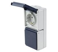 AS - Schwabe Double Socket-Outlet, Vertical, with 2 cable Entries, IP54, for Outdoor use Grey, 62462